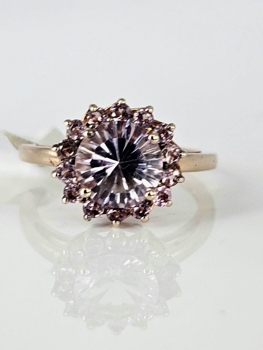 Genuine Rose De France Amethyst Pink Tourmaline Ring 18k Rose Gold Vermeil Sz 7!